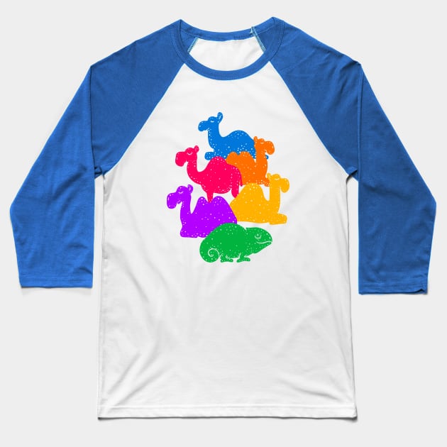 Animals Puns - Camel Chameleon Baseball T-Shirt by aaronsartroom